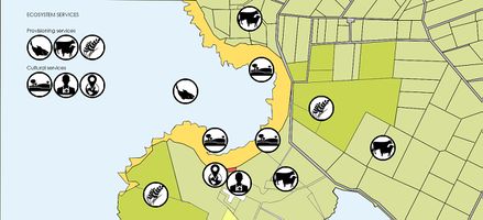 The most prominent ecosystem services of the coastal area are provisioning (food, wool) and cultural (aesthetic, spiritual, educational, recreational) ecosystem services.