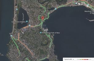 Google Traffic map shows which area has the faster traffic and which area deals generally with the slower Traffic inside the city of Baia