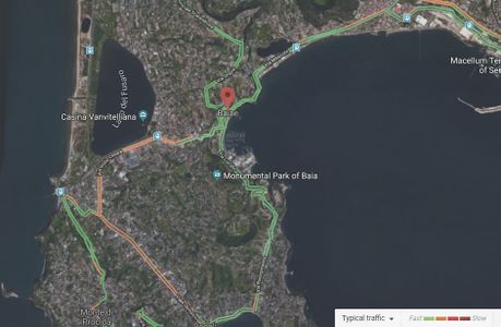 Google Traffic map shows which area has the faster traffic and which area deals generally with the slower traffic inside the city of Baia