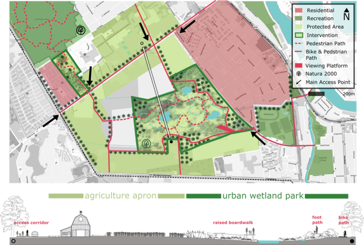 Design Site 1 of the Niewpoort Green RING Project achieves a number of the goals laid out in our concept: Connecting protected areas, Mitigating the effects of coastal flooding, building up biodiversity in the district and establishing pedestrian and bicycle paths to connect key points in the district, such as Natura 2000 sites, the old town, residential corridors and the seasonal holiday park.