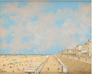 Pierre Stefani (French, born 1938)Middelkerke, the embankment and the beach at low tid