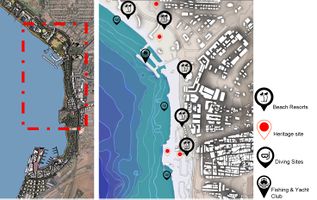 This map identifies the cultural ecosystems available in the Gulf of Aqaba, evaluating their importance given their locations but also pressures and potential risks they might be causing. Resorts, Industrial areas and more privatized recreational beach areas that are restricted to their specific visitors and not open to the general public.