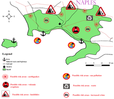 Map of possible natural and anthropogenic risk areas in Italy - Naples