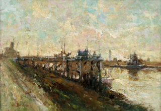 The channel in Nieuwpoort by Alfred Bastien