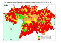 West-South Estionia population growth speed