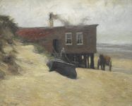 Edgard Farasijn (1858-1938) painting The Hotel Du Kuursaal in De Panne, before 1877