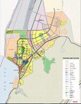 A zoomed-in map in the heart of the city, taken from the ASEZA booklet, showing the residential areas in yellow and the resorts in light red.