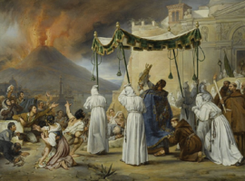 Procession de saint Janvier à Naples pendant une éruption du Vésuve